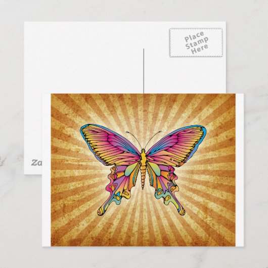 Botervlieg op achtergrond briefkaart (Voorkant / Achterkant)