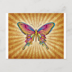 Botervlieg op achtergrond briefkaart