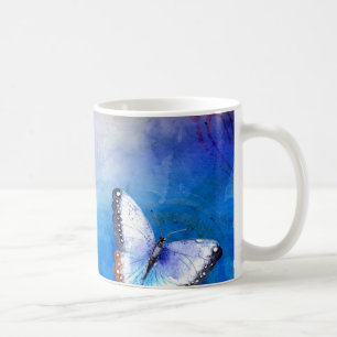 Botervlieg op blauwe Waterverf Koffiemok