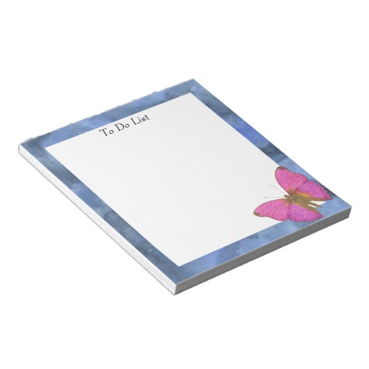 Botervlieg op blauwe Waterverf Notitieblok (Schuin)