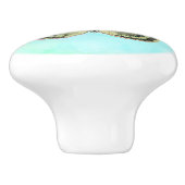 Botervlieg op blauwgroen groene paarse douanenaam keramische knop (Zijkant)