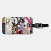 Botervlieg op bloemen bagagelabel (Voorkant horizontaal)