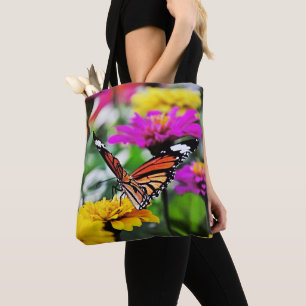 Botervlieg op bloemen tote bag