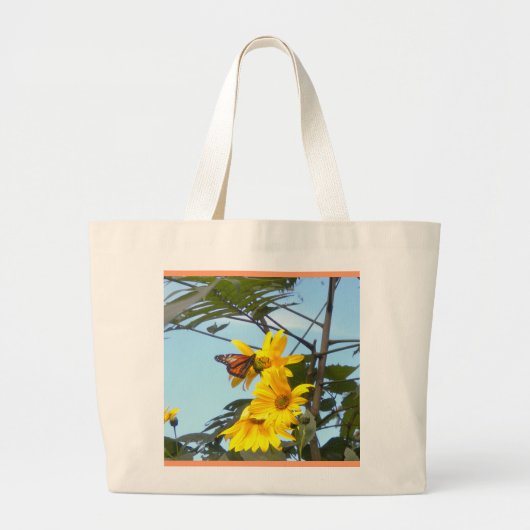 Botervlieg op de Canvas tas van zonnebloemen (Voorkant)
