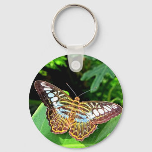 Botervlieg op een leder sleutelhanger