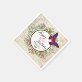 Botervlieg op een Shabby  collage Birthday Servetten (Hoek)