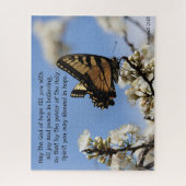 Botervlieg op Florals met bijbelvers van hoop Legpuzzel (Verticaal)