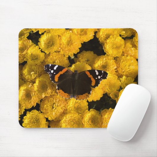 Botervlieg op gele asters muismat (Met muis)