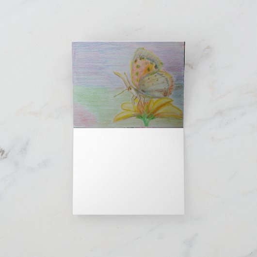 Botervlieg op gele bloem bedankkaart (Binnen)