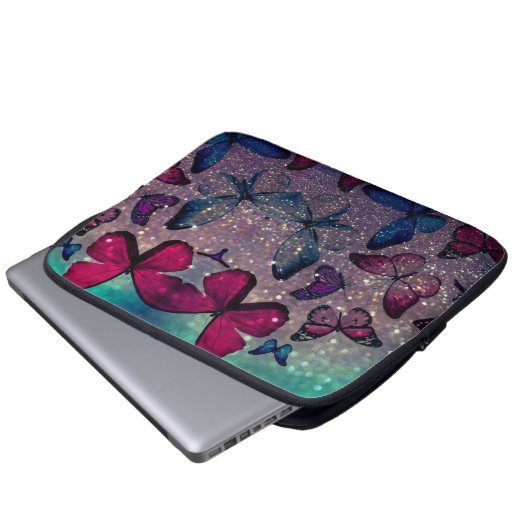 Botervlieg op Glitter Laptop Sleeve (Voorkant onderkant)