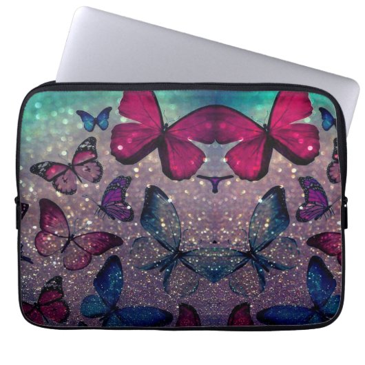 Botervlieg op Glitter Laptop Sleeve (Voorkant)