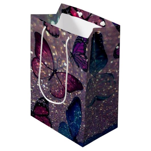 Botervlieg op Glitter Medium Cadeauzakje (Voorkant Gekanteld)