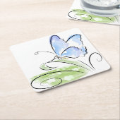 Botervlieg op gras over bloemveld kartonnen onderzetters (Schuin)