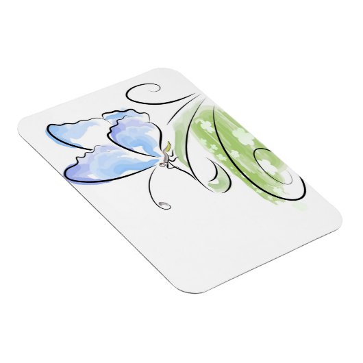 Botervlieg op gras over bloemveld magneet (Rechterzijde)