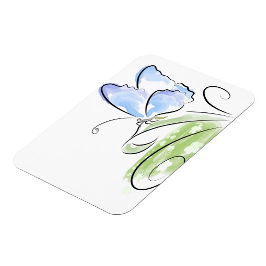 Botervlieg op gras over bloemveld magneet (Linkerzijde)