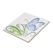 Botervlieg op gras over bloemveld tegeltje (Zijkant)