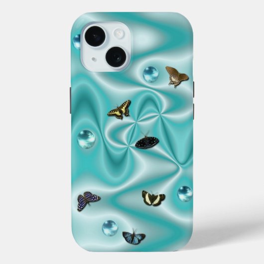 Botervlieg op groene zijde met parels Case-Mate iPhone case (Achterkant)
