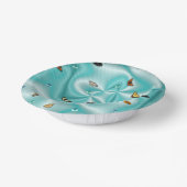 Botervlieg op groene zijde met parels papieren kommen (Gebogen)