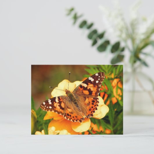 Botervlieg op het Briefkaart van de Gele Bloemen (Staand voorkant)