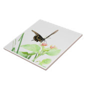 Botervlieg op Lantana, wit Tegeltje (Zijkant)