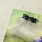 Botervlieg op paarse bloemen strandlaken (In situ)