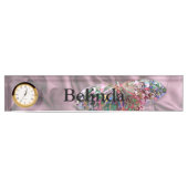 Botervlieg op Paarse Chiffon Naambordje (Voorkant)