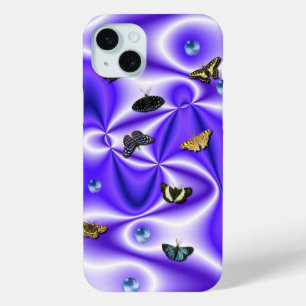 Botervlieg op Paarse zijde met parels iPhone 15 Mini Hoesje
