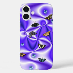 Botervlieg op Paarse zijde met parels iPhone 16 Plus Hoesje