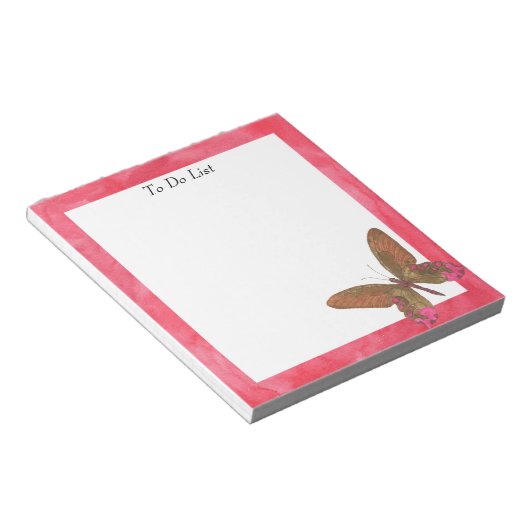 Botervlieg op roze Waterverf Notitieblok (Schuin)