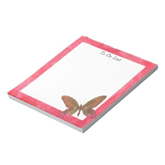 Botervlieg op roze Waterverf Notitieblok (Linkerzijde)