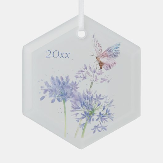 Botervlieg op tuinvloeren Florentijnse Waterverf K Glas Ornament (Voorkant)