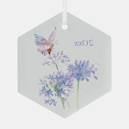 Botervlieg op tuinvloeren Florentijnse Waterverf K Glas Ornament (Achterkant)