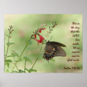 Botervlieg op wilde bloem, met psalm 118:24 poster (Voorkant)