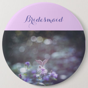 Botervlieg op wilde bloemen ronde button 6,0 cm