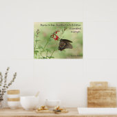 Botervlieg op wilde bloemen, Verse Romans 12:12 Poster (Keuken)