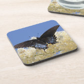 Botervlieg op witte bloemen onderzetter (Linkerzijde)