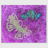 Botervlieg Paars Blauwgroen blauw goud elegant kle Cadeaupapier (Vlak)