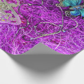 Botervlieg Paars Blauwgroen blauw goud elegant kle Cadeaupapier (Hoek)