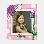 Botervlieg, regenboog, bloem kerstfoto keramisch ornament (Links)