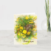 Botervlieg tegen gele bloemen kaart (Voorkant)