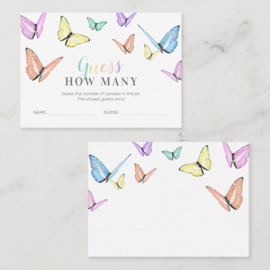 Botervlieg weet hoeveel Baby shower er speelt Visitekaartje (Voorkant / Achterkant)