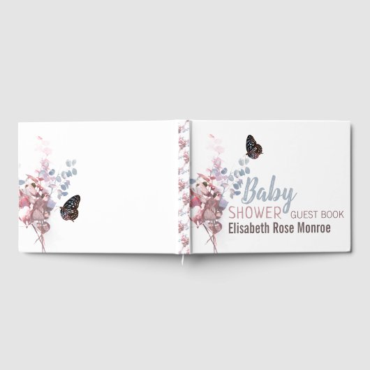 Botervliegbladeren, elegant Baby shower Gastenboek (Volledig)