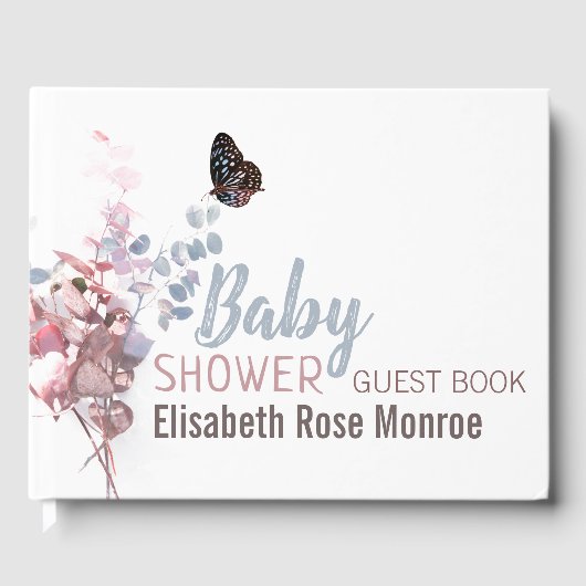 Botervliegbladeren, elegant Baby shower Gastenboek (Voorkant)