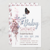 Botervliegbladeren, elegant Baby shower Kaart (Voorkant / Achterkant)