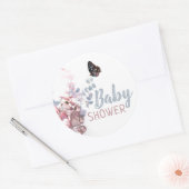 Botervliegbladeren, elegant Baby shower Ronde Sticker (Envelop)
