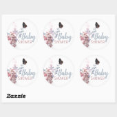 Botervliegbladeren, elegant Baby shower Ronde Sticker (Vel)