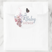 Botervliegbladeren, elegant Baby shower Ronde Sticker (Tas)