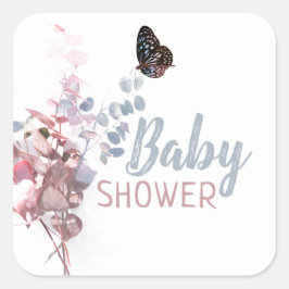 Botervliegbladeren, elegant Baby shower Vierkante Sticker