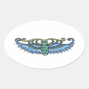 Botervliegblauw Ovale Sticker