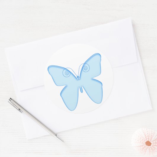 Botervliegblauw Ronde Sticker (Envelop)